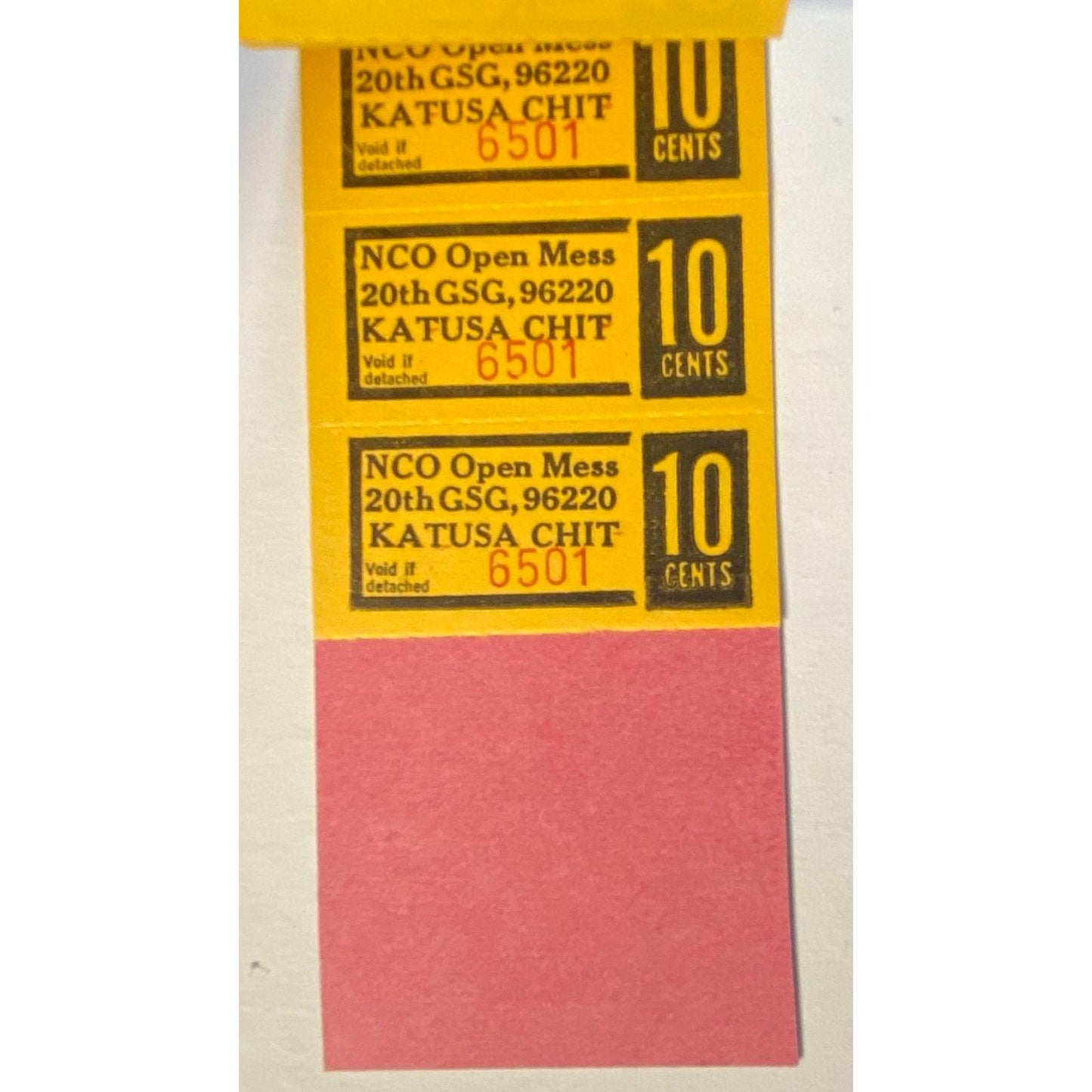 Katusa, Korea NCO Open Mess Partial $5.00 Coupon Booklet c1970 VGC Scarce