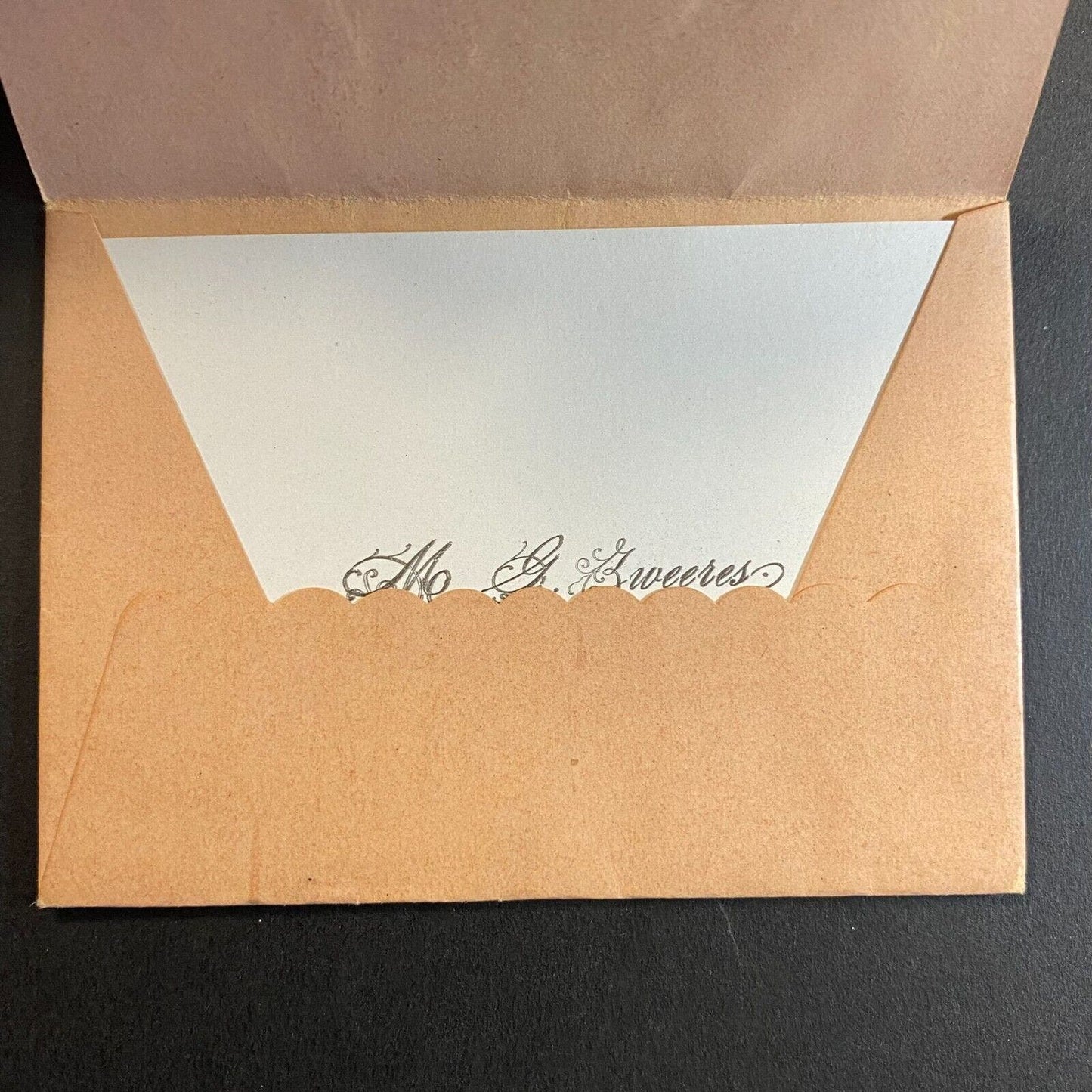 Victorian Die Cut Envelope Name Card Greeting "Ever Faithful" w/ Horseshoe