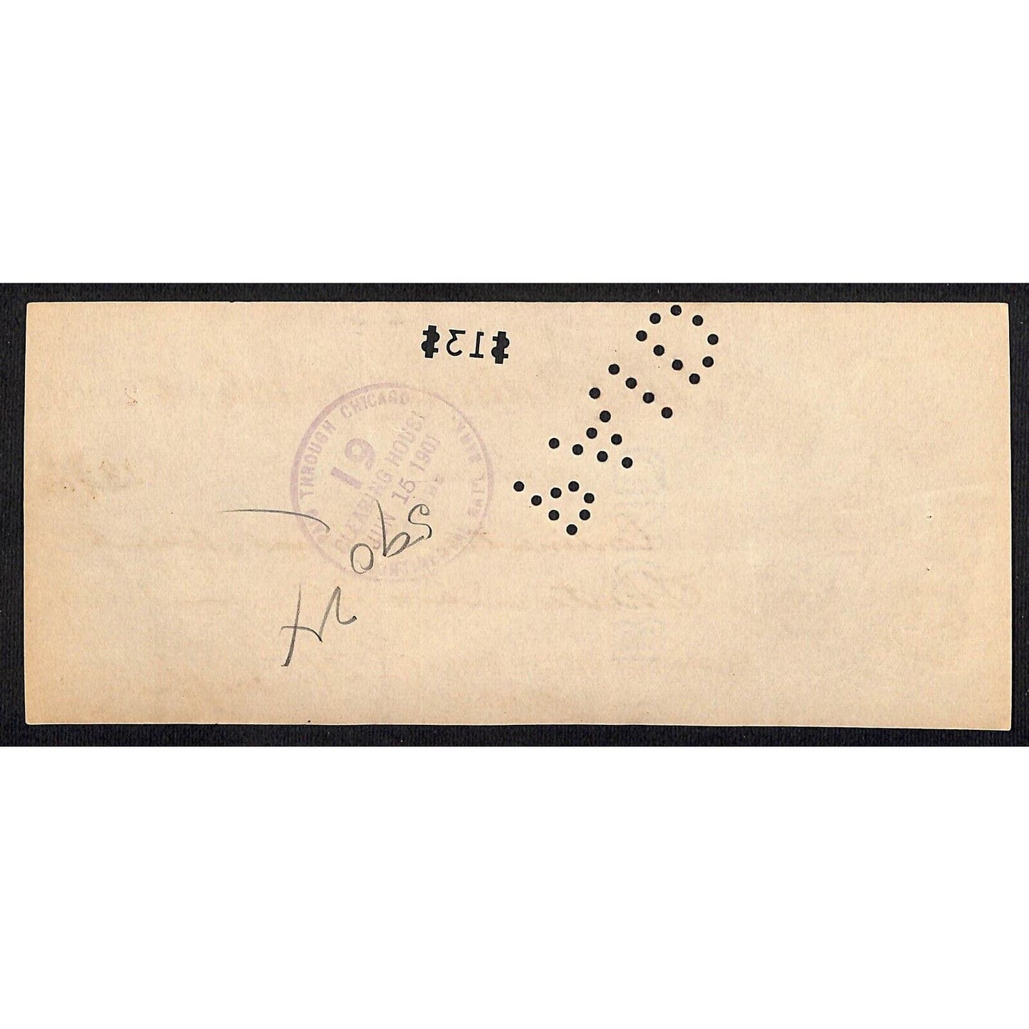 FNB Urbana, IL $13.9 1901 Bank Check Revenue Stamp w/ University Bldg. Vignettes