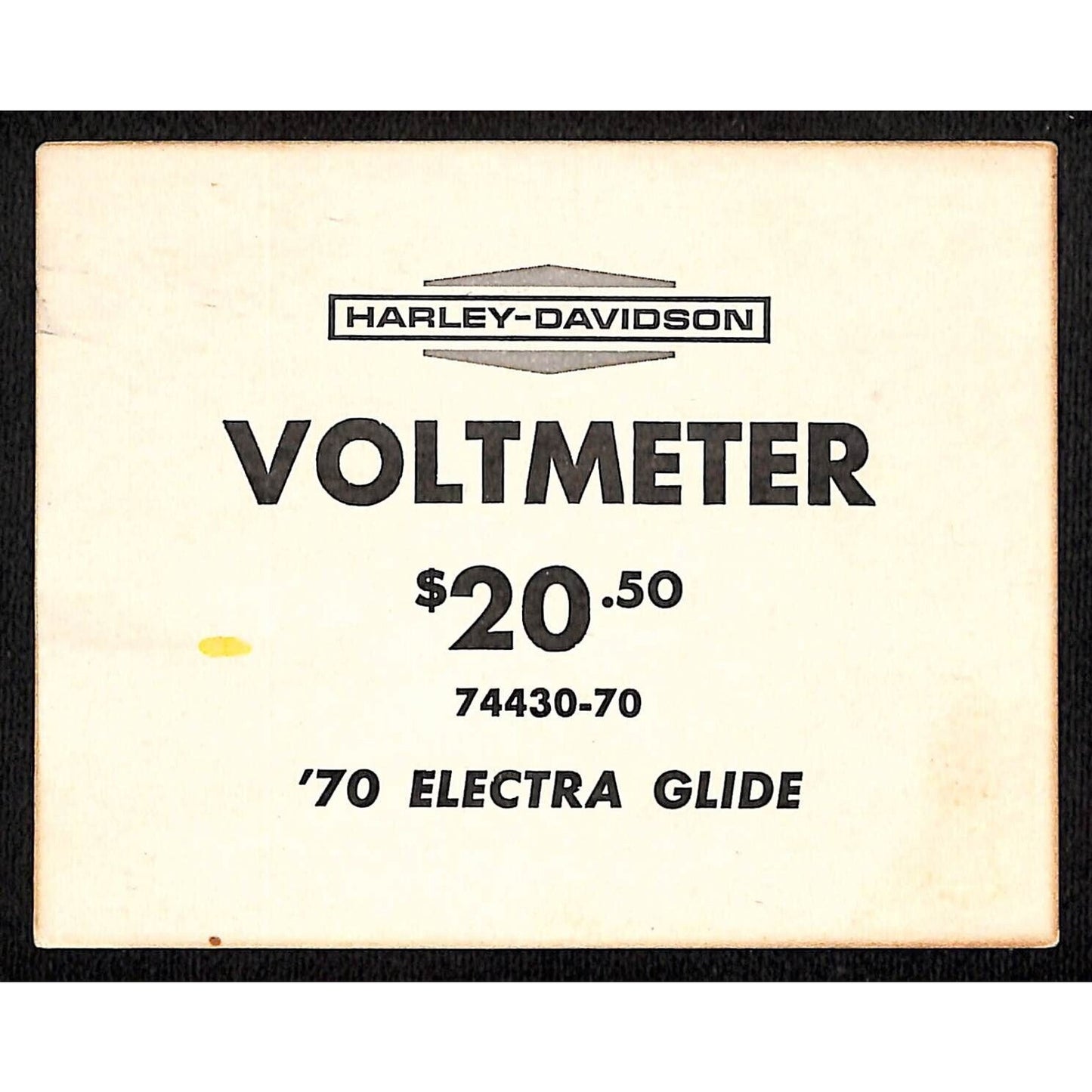 Harley Davidson '70 Electra Glide Voltmeter Dealer Shelf Price Stock Card