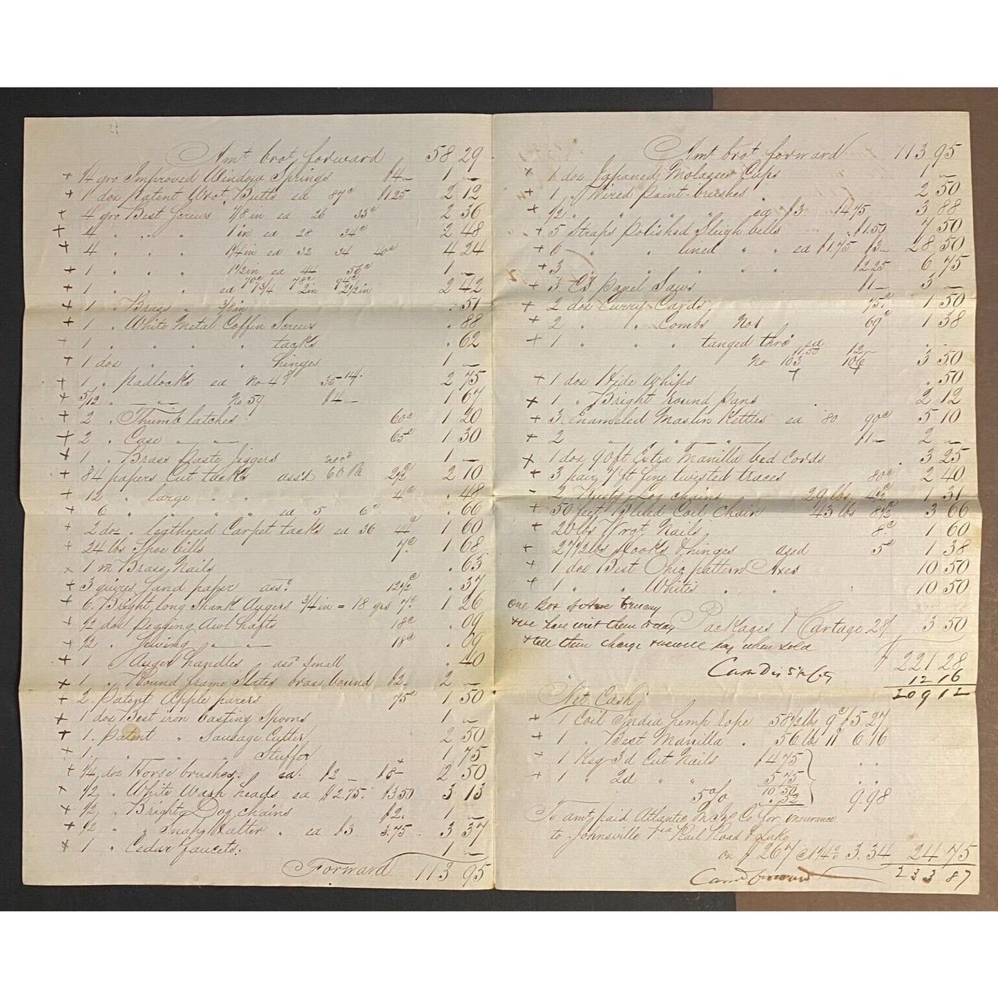 Ingoldsby, Halsted & Co NYC 1857 J.J. Cover, Johnsville, OH* Lg. Billhead Scarce