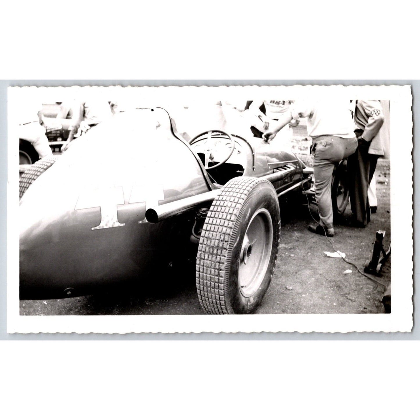 4 Race Car Photos c1940's-50's? Cars 44 99 Track ? Stands 3.5" x 5 7.5"