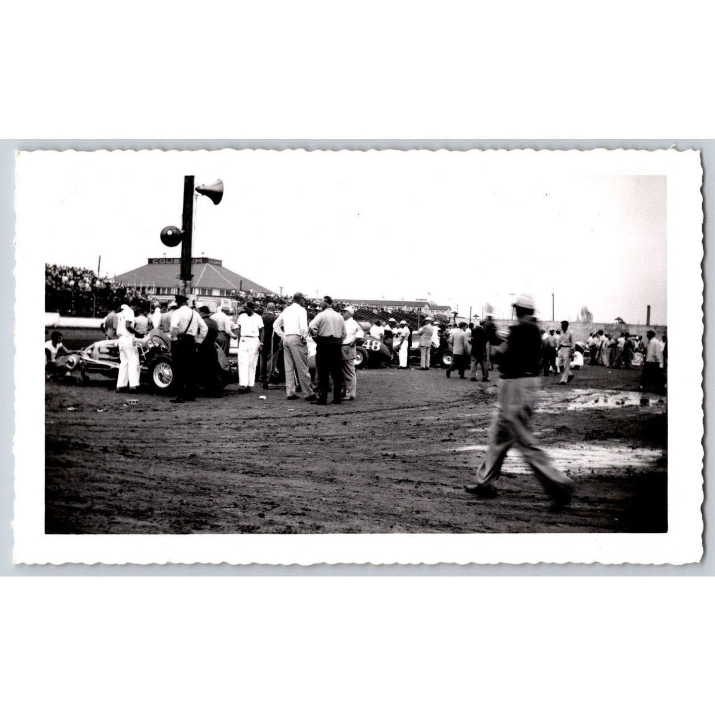 c1940's Auto Racing Before / After a Race? Photo 3 1/2" x 5 3/4"