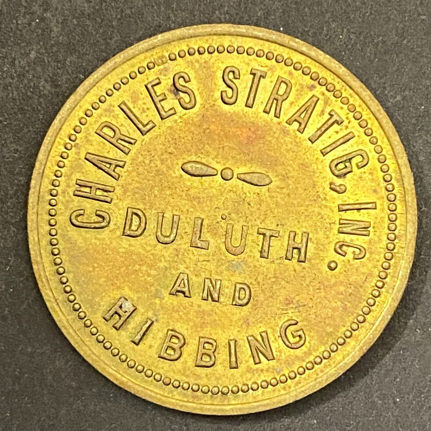Charles Stratig Candy Store Duluth Hibbing c1921-30's G/F 50¢ Token 28mm (#2)