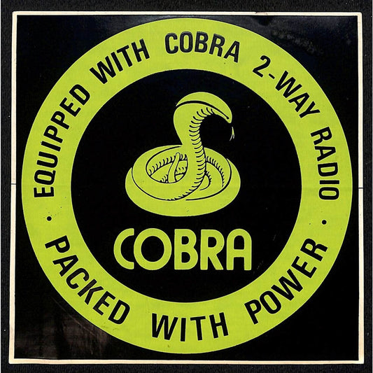 Equipped with Cobra 2-Way Radio CB Original Sticker 6"x6" c1970's VGC Scarce