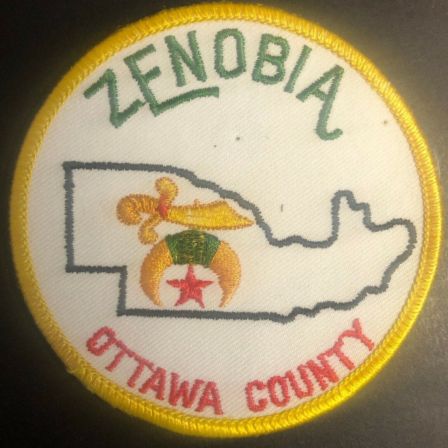 Vintage c1970's Zenobia Ottawa County Masonic Sword Crescent Embroidered Patch