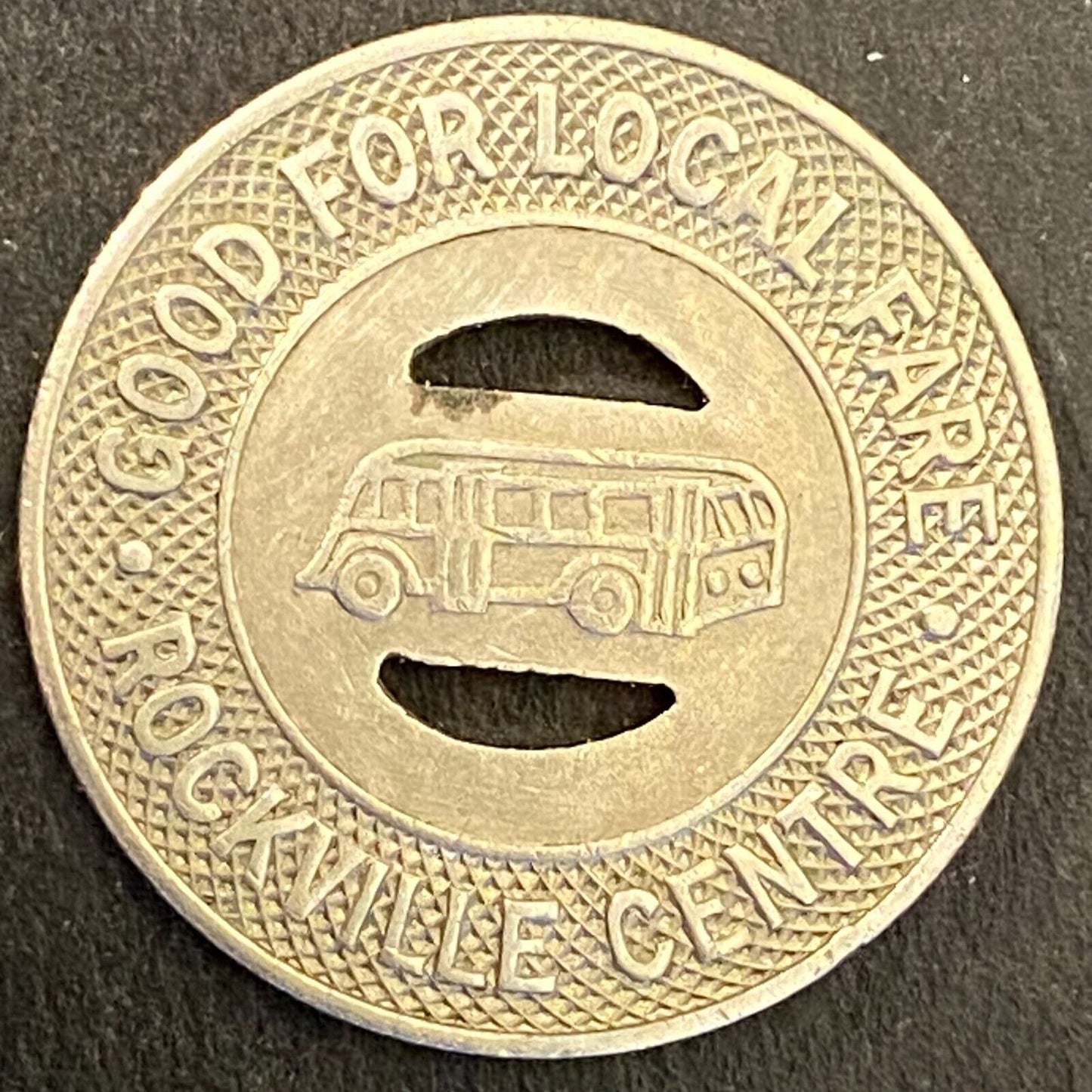Rockville Centre Bus Corp G/F Local Fare Transit Token c1946 23mm