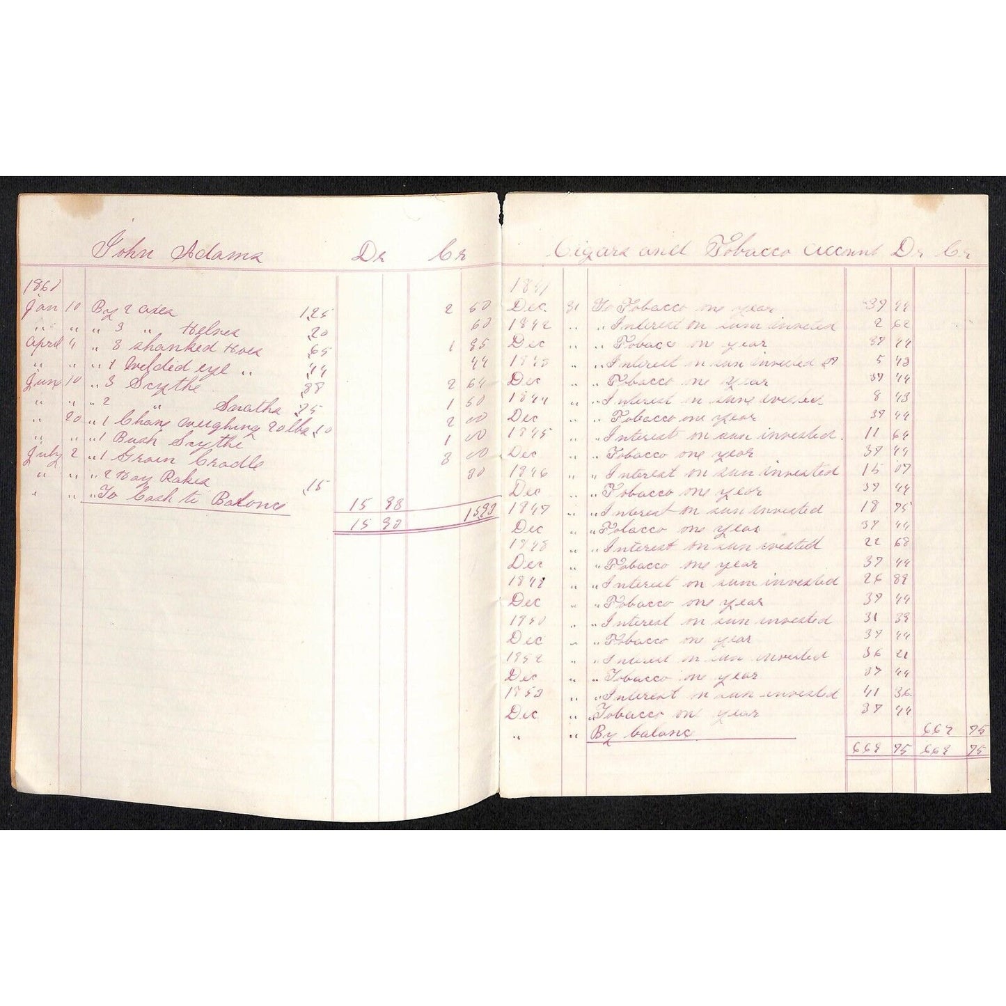Nichols and Hall Book-Keeping Account for 1860 Wine & Cigar Merchant 24pp*