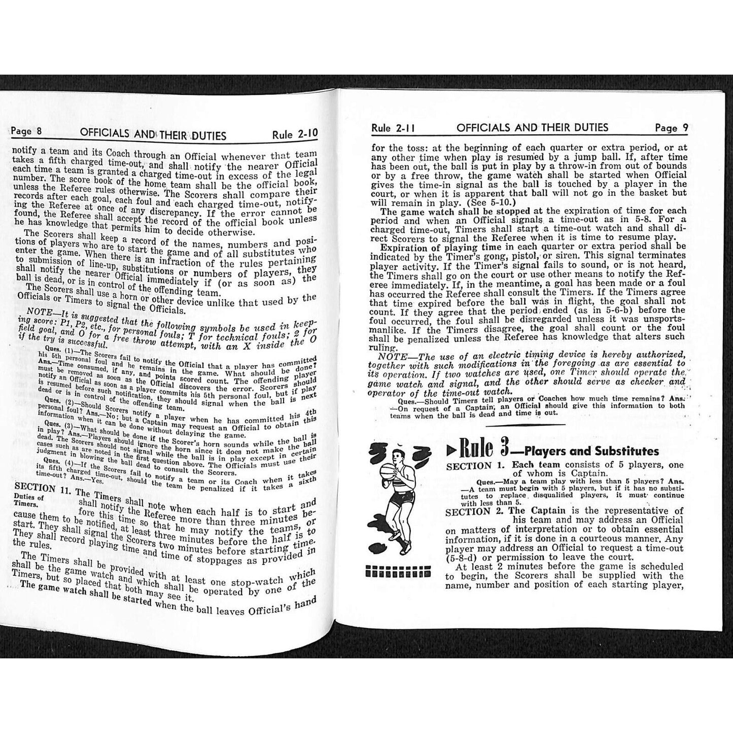 State High School Assoc. "Basketball Rules 1954 - 1955" 1950's Booklet 64pp VGC