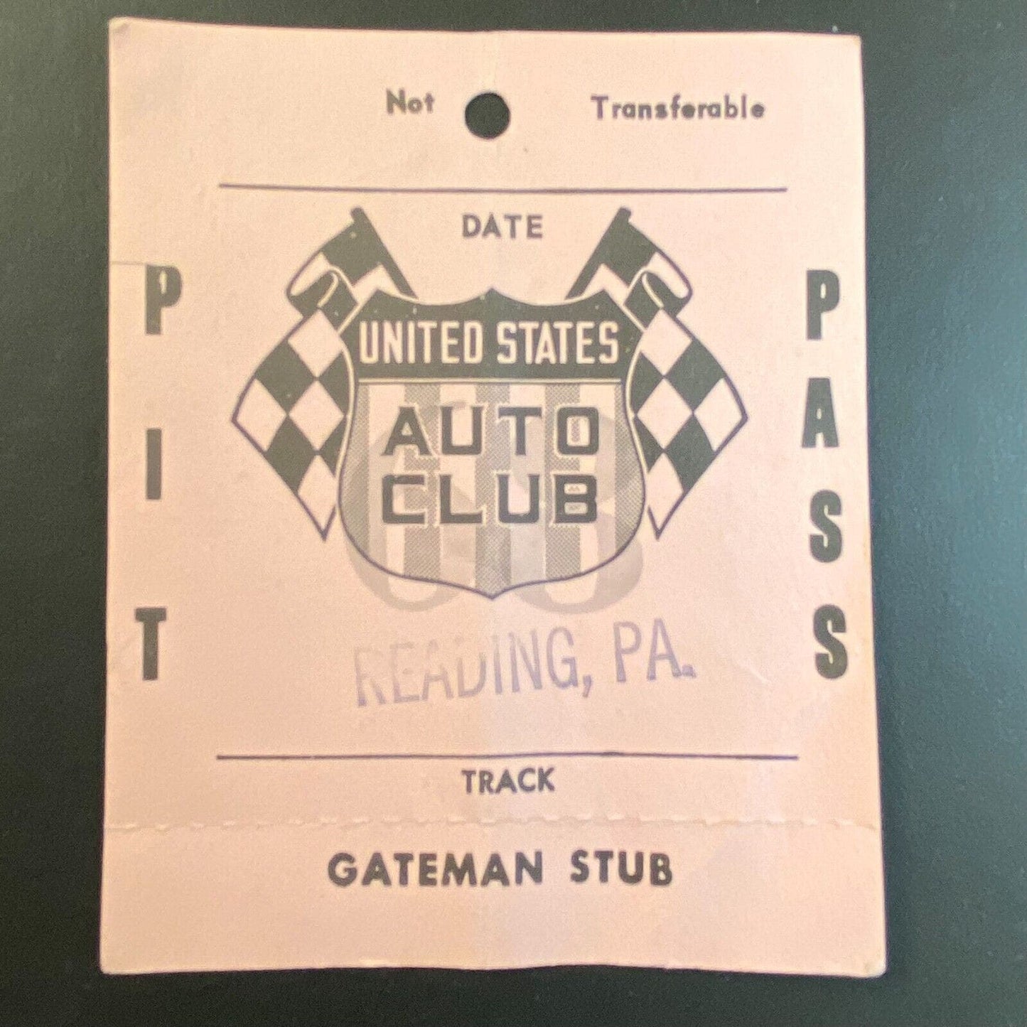 1968 Reading, PA USAC Pit Pass w/ Gateman Stub Auto Racing