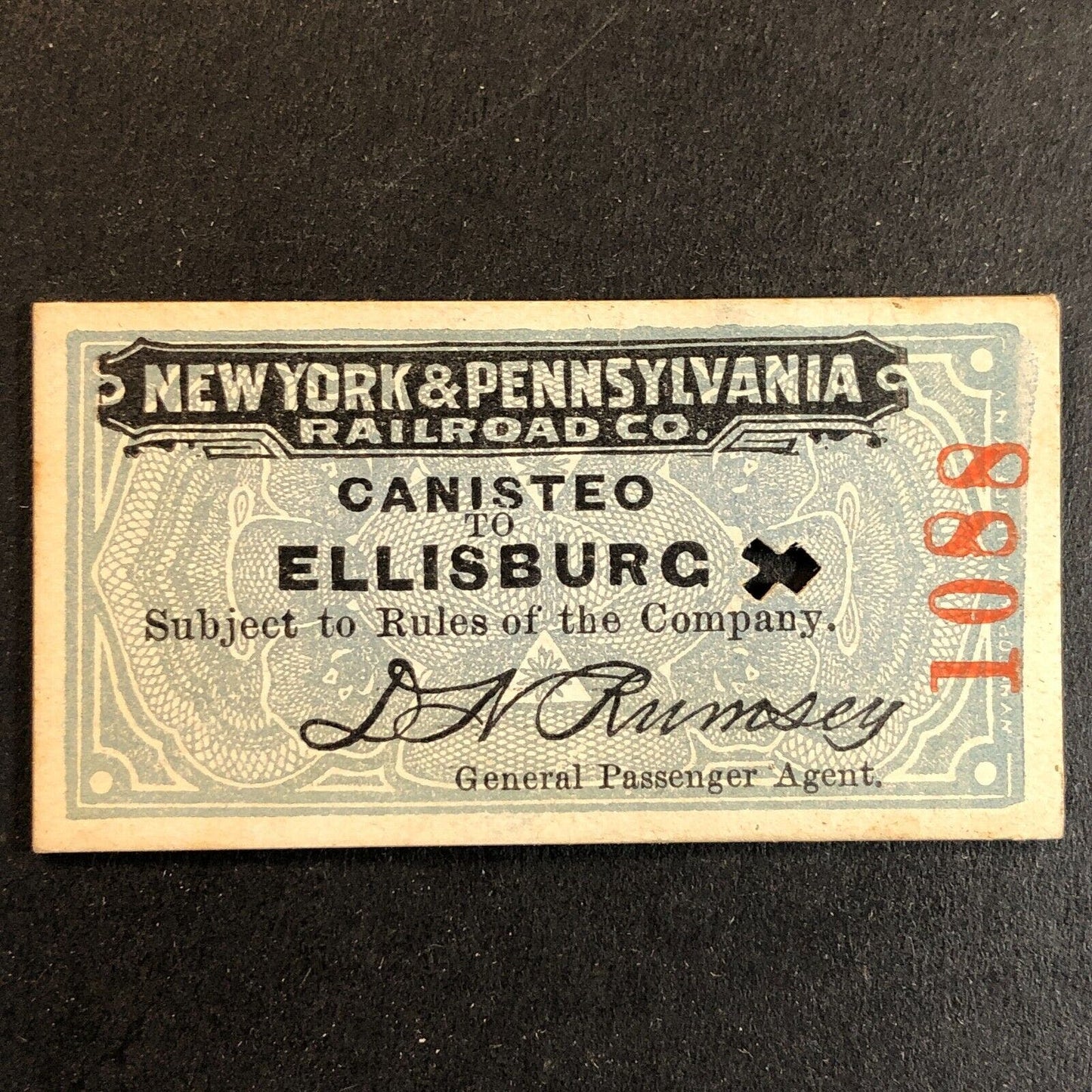 New York & Pennsylvania Railroad July 3 1917 Ellisburg Ticket #1088