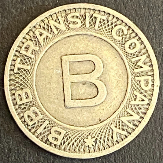 Bibb Transit Company (Macon, GA) G/F One Fare Transit Token 16mm (#1)