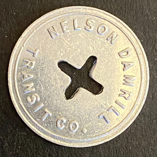 Nelson Damrill Transit Pittsburg KS G/F One Adult Fare Alum. Transit Token 21mm