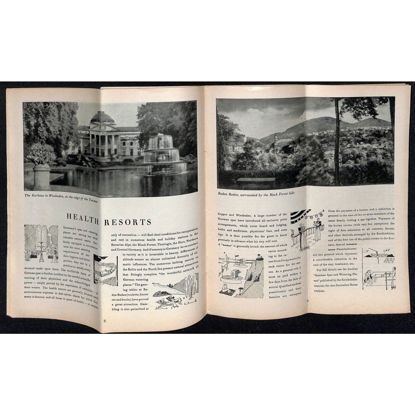 1934 "Travel in Germany" Pictorial Travel Brochure w/ 10 3/4" x 14 FO Map 40pp