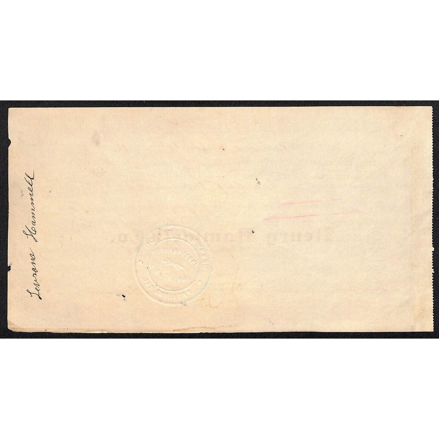 Henry Hammell Co. Petaluma, CA 1910 Stock Certificate #48 to Lavirna? Hammel