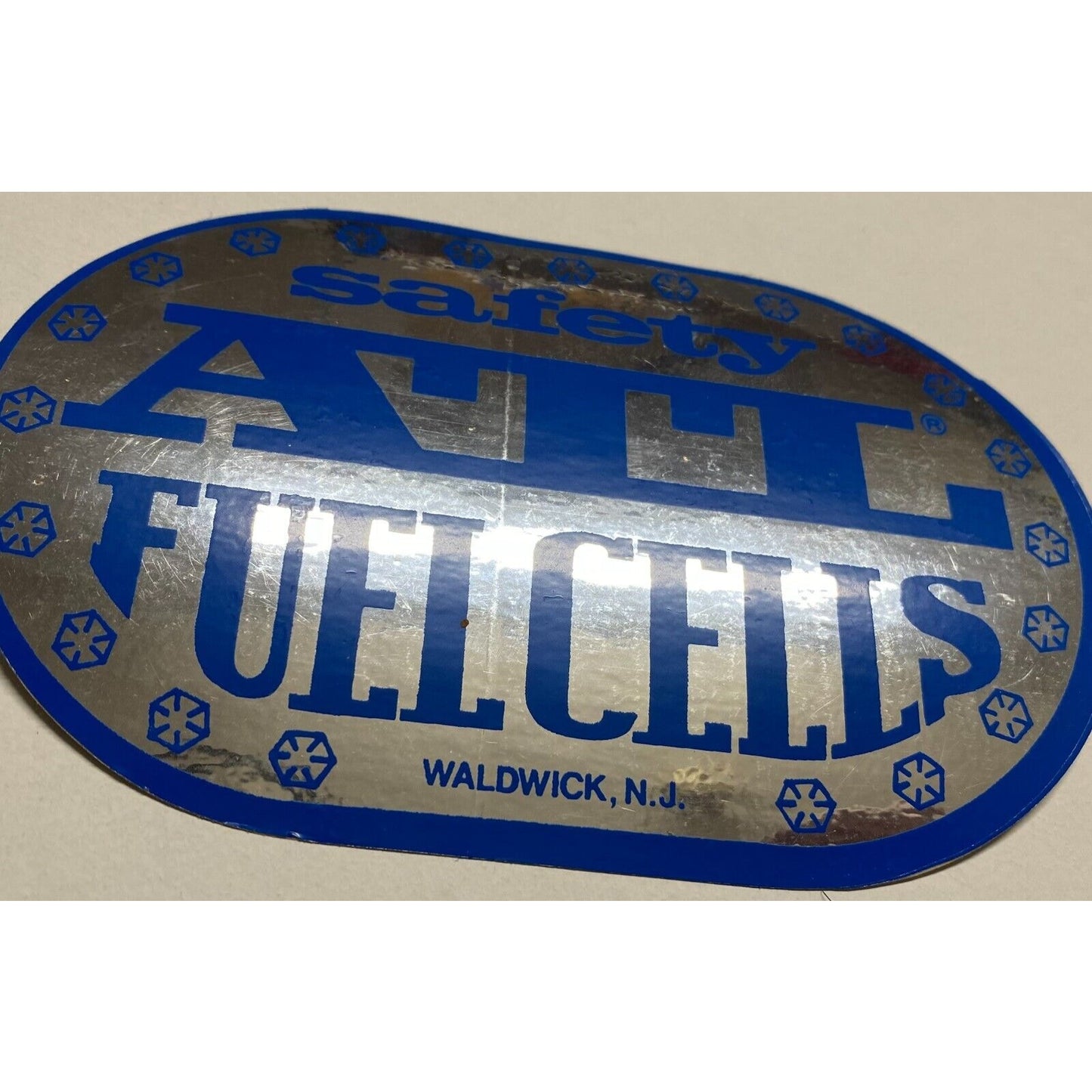 ATL Safety Fuel Cells Waldwick, NJ Original Sticker Blue & Mylar c1978 (#2)