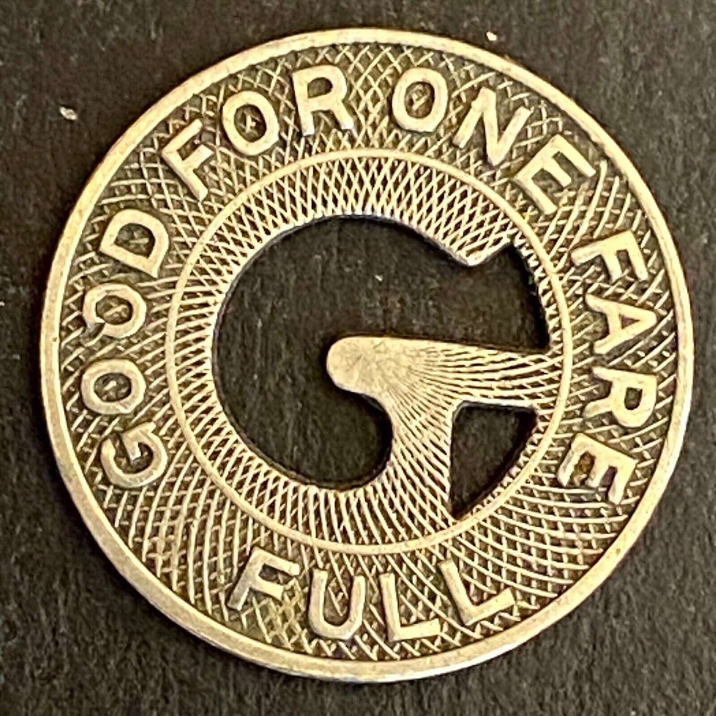 Galveston Transit Company G/F One Fare Full Transit Token 16mm Scarce