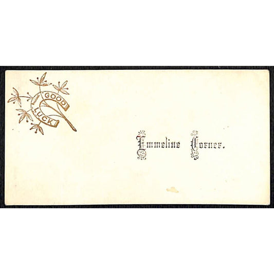 "Emmeline Corner" Victorian Calling Greeting Card w/ Good Luck Horseshoe