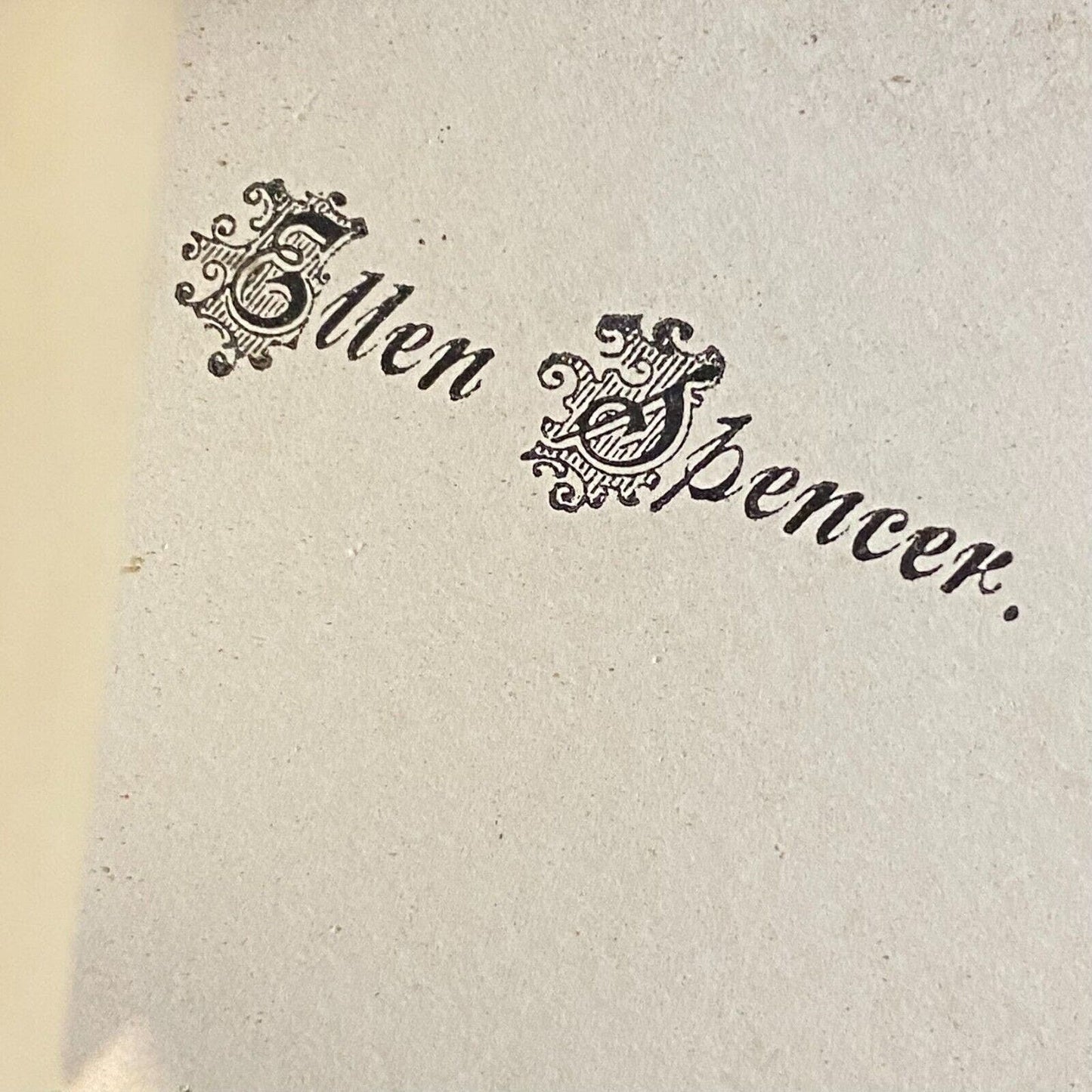 Ellen Spencer" Victorian Hidden Name Card "Peace and Love" Woman Paints Sailboat