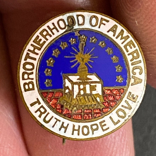 "Brotherhood of America" Truth Hope Love Color Enamel Lapel Pin 14mm