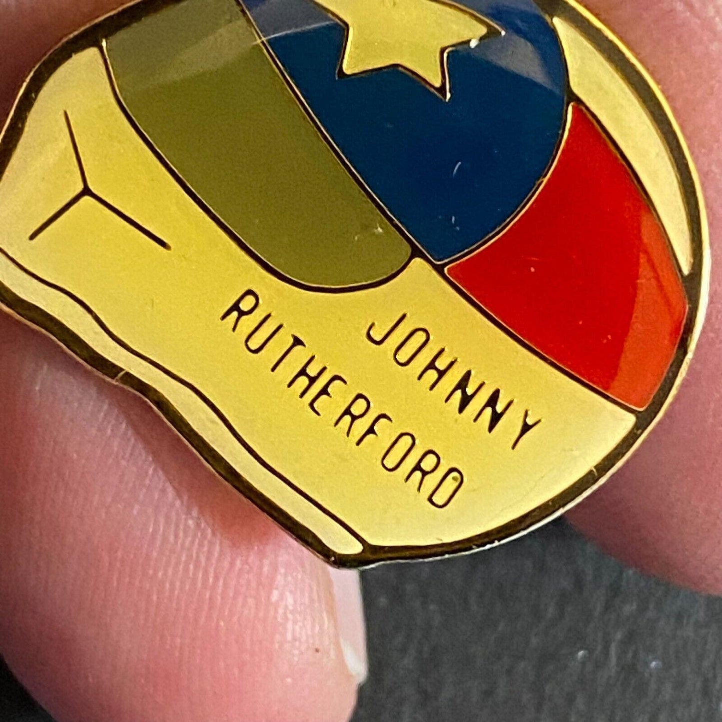 Johnny Rutherford Helmut Pin Enameled Lapel Racing c1986-95 19 x 22mm VGC