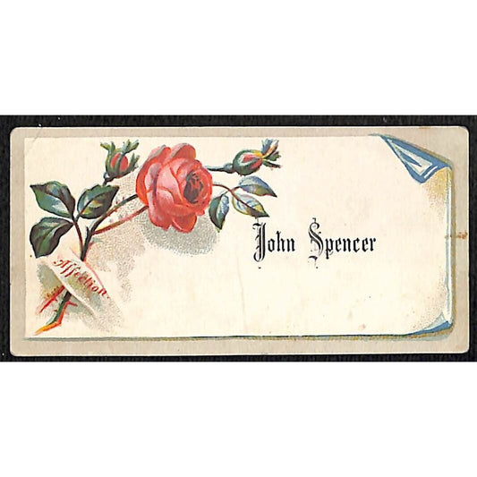 "John Spencer" Victorian Calling Greeting Card - Floral Rose "Affection"