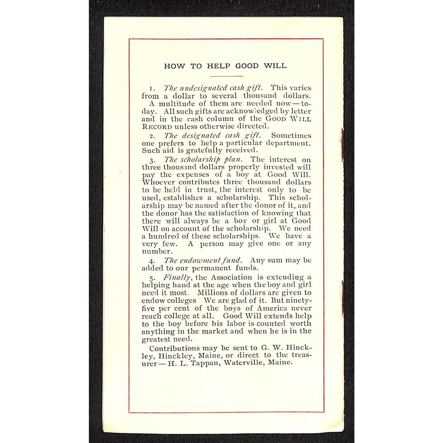 Hinckley, ME 1910 "Good Will Farm" Booklet 12p Letterhead & Cover Knowlton* VGC