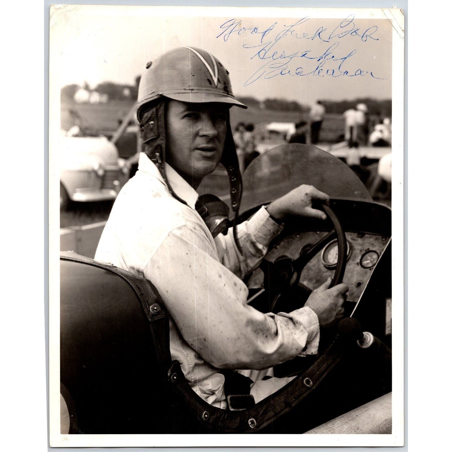 Herschel Buchanan Signed Race Car Auto Racing Photo c1950-54 8"x10" VGC