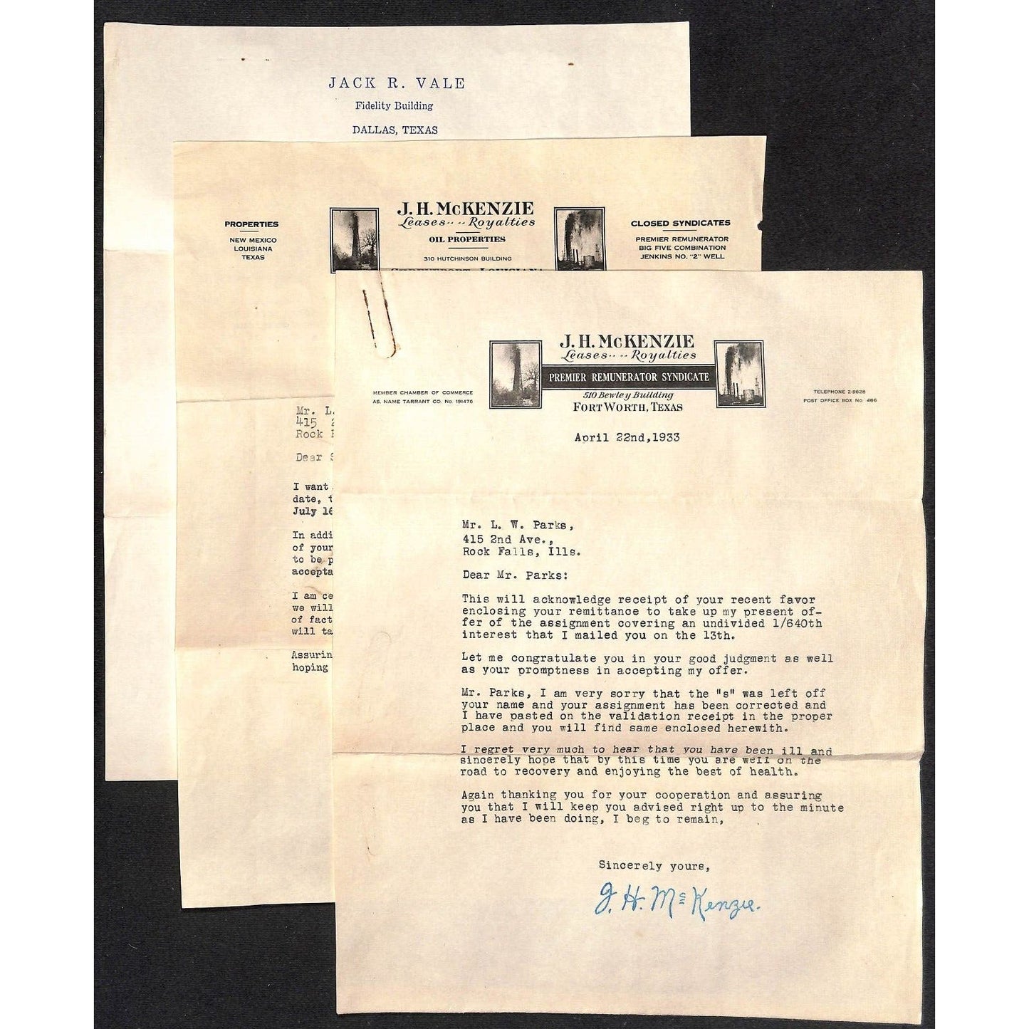 Group of 18 1918-1930's Mostly Oil Related Leases Correspondence & Ephemera