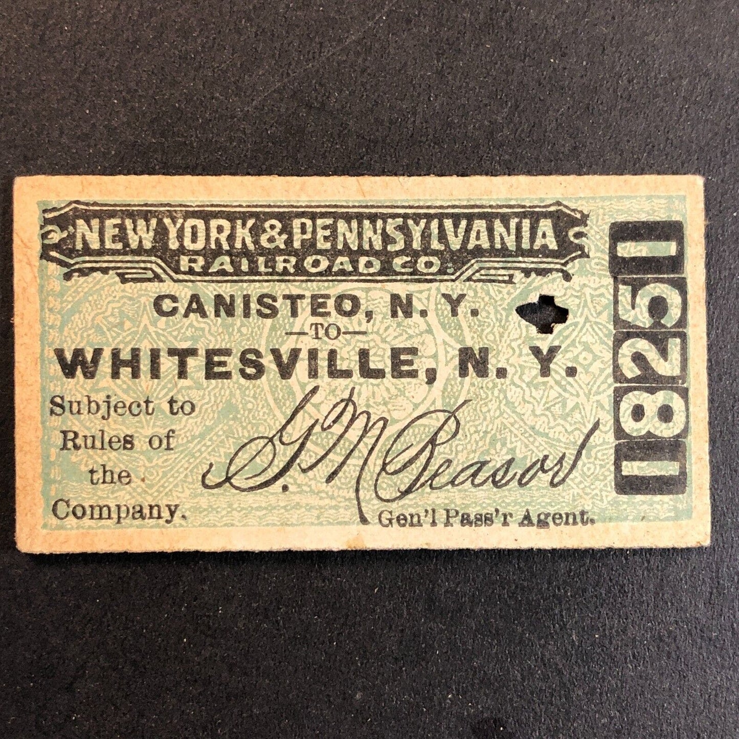 New York & Pennsylvania Railroad July 16 1917 Whitesville, NY Ticket #18251