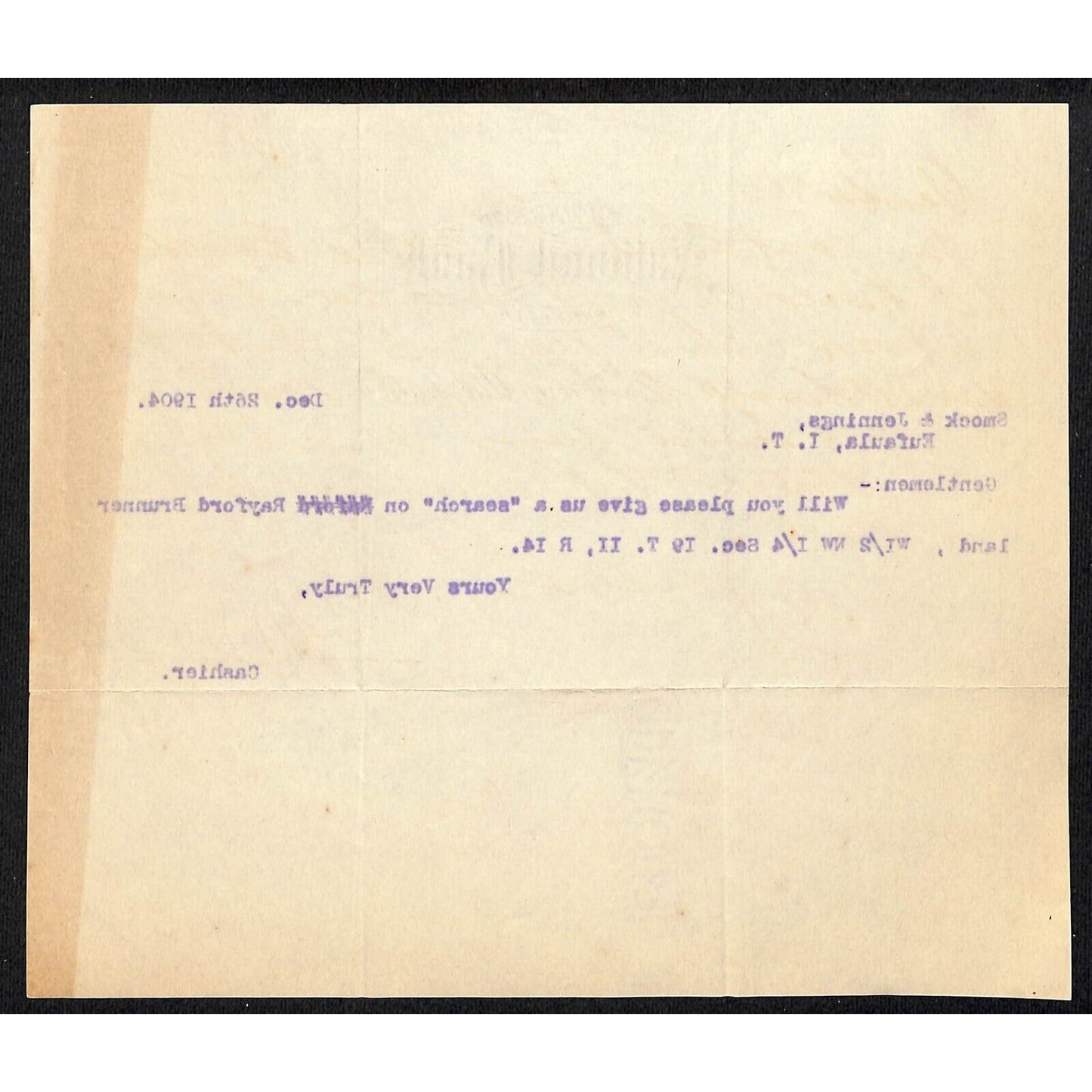 1904 First National Bank of Henryetta, OK Indian Territory Letterhead