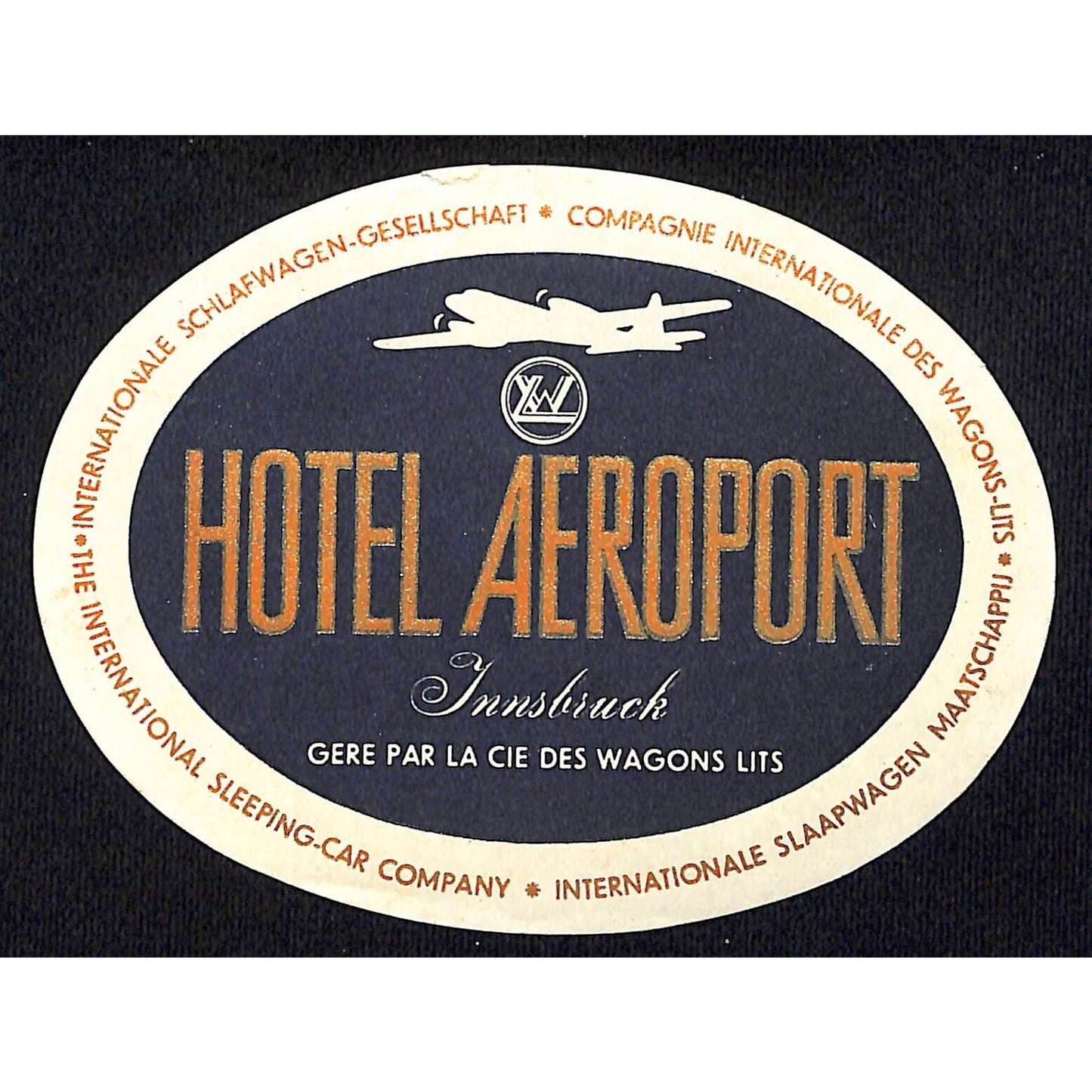 Hotel Aeroport Innsbruch / International Sleeping Car Co. c1940's Luggage Label