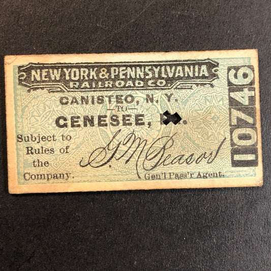 New York & Pennsylvania Railroad July 24 1917 Genesee, PA Ticket #10746