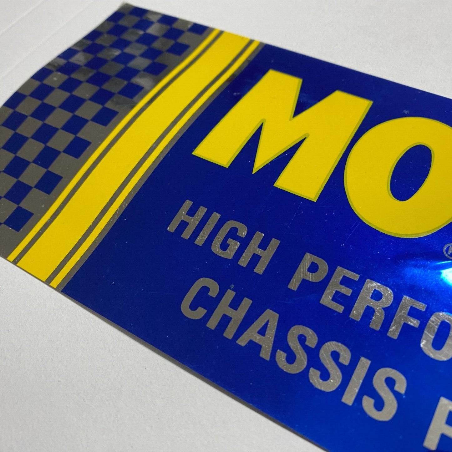 Moog High Performance Chassis Original Sticker Blue Yellow & Mylar c1980's