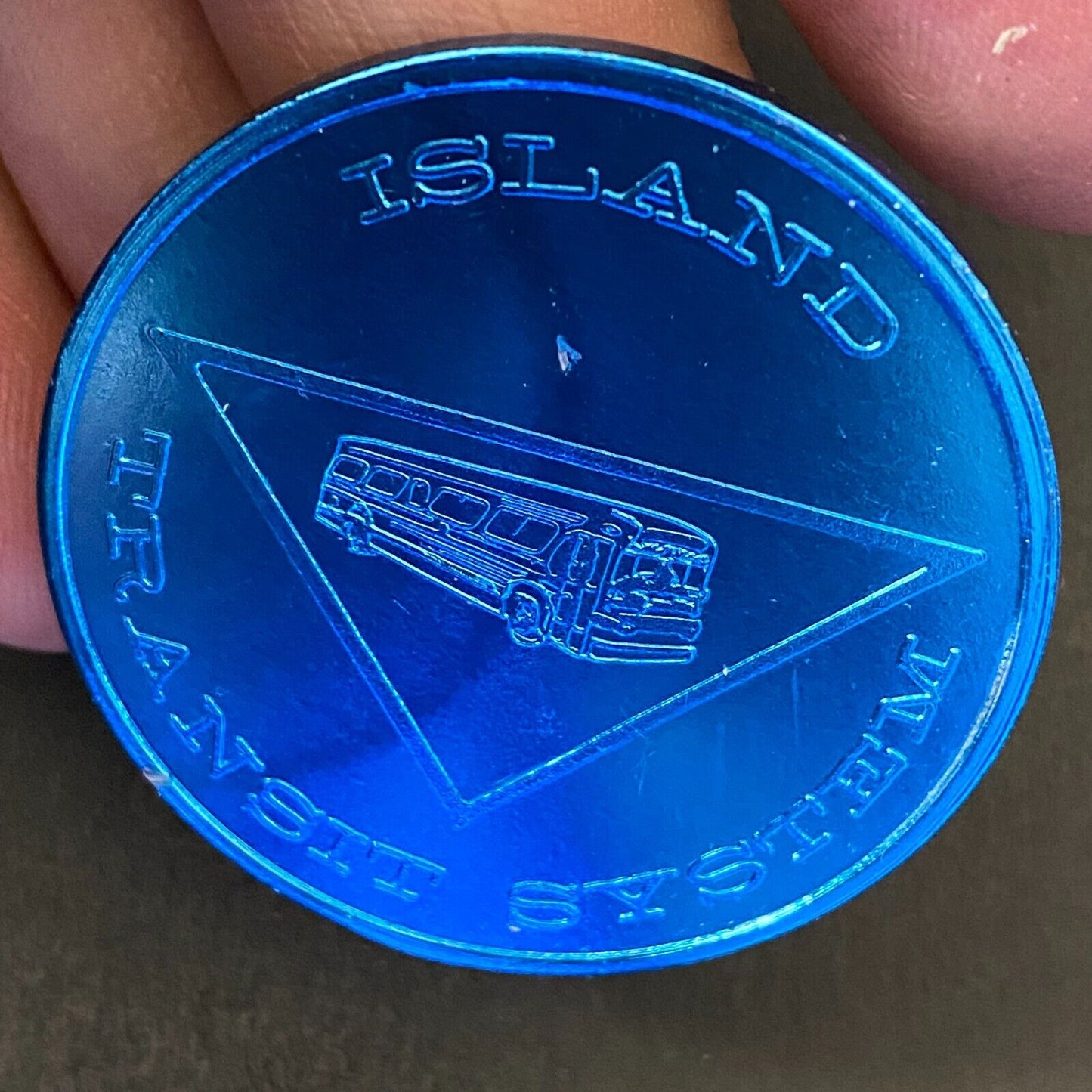Island Transit System (Jones Beach) c1968-70's Alum Blue Bus Transit Token 38mm