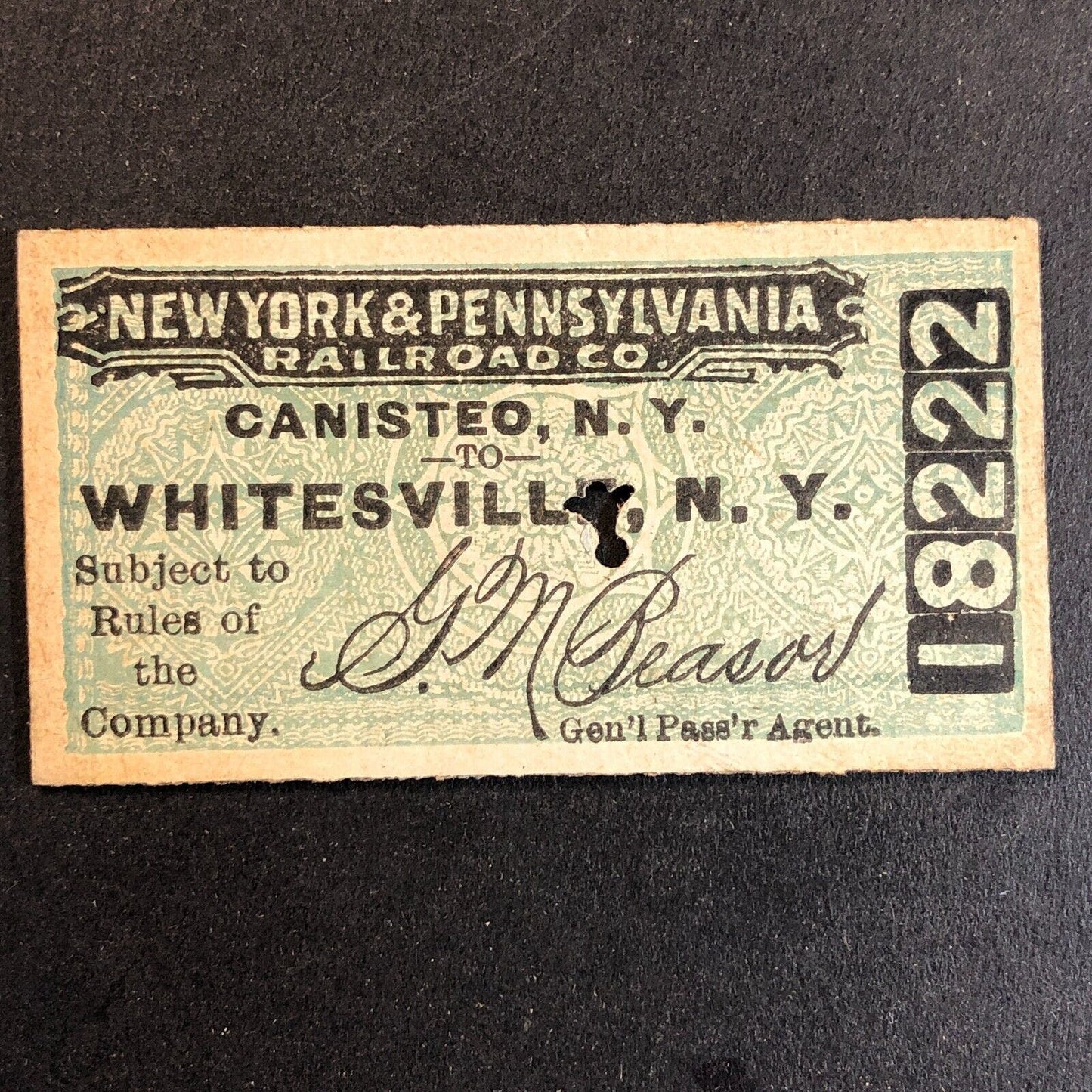 New York & Pennsylvania Railroad July 4 1917 Whitesville, NY Ticket #18222