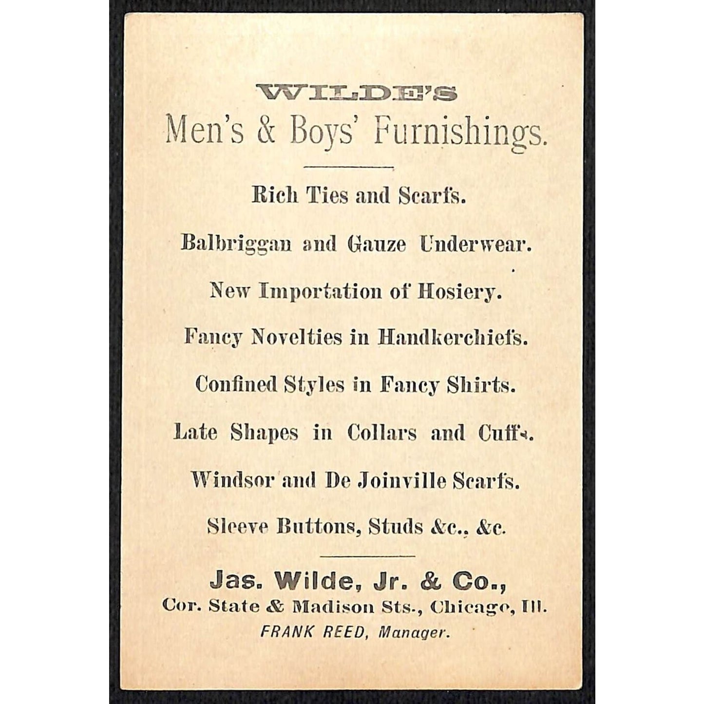 James Wilde Men's Suits Victorian Trade Card Boy Dances with Horn ?