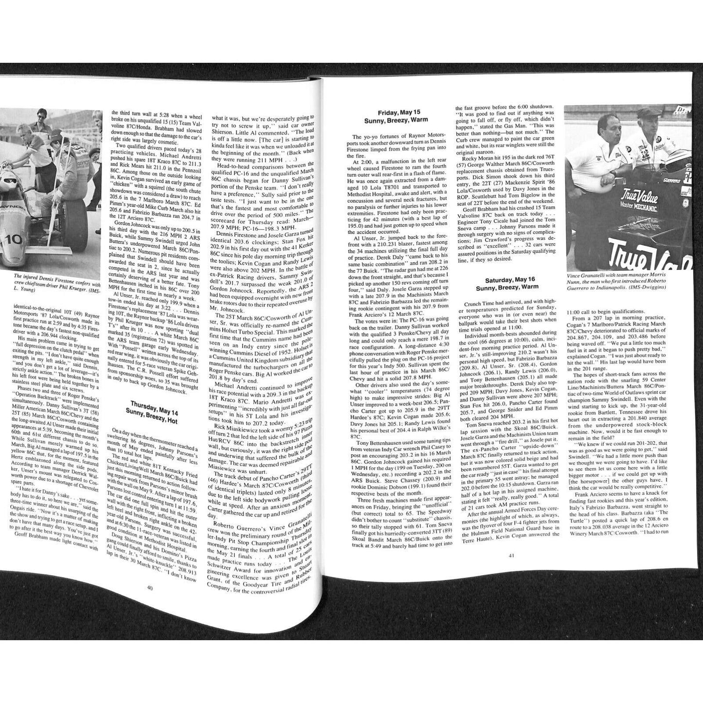 1987 Hungness Indianapolis 500 Yearbook Racing VGC 203pp 1lb 5oz