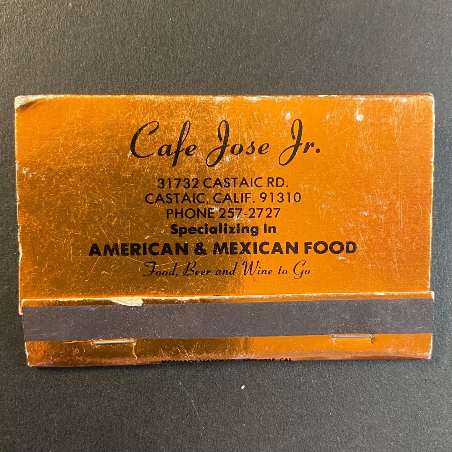 Cafe Jose Jr. Restaurant Near Full (-1) 40-Strk. Matchbook Foil c1965-73 Scarce