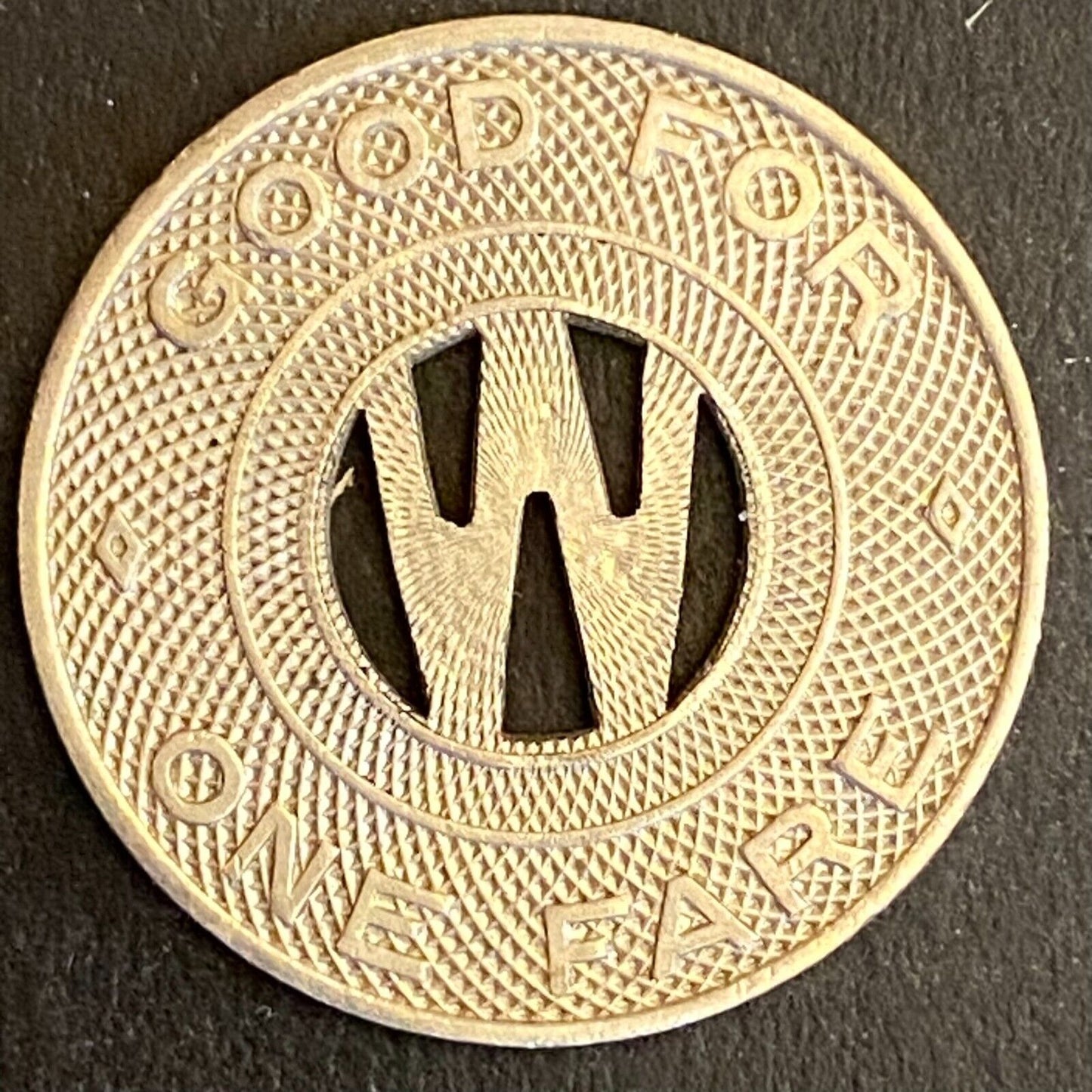 Wichita Transportation Corp. G/F One Fare Transit Token 23mm (#5)