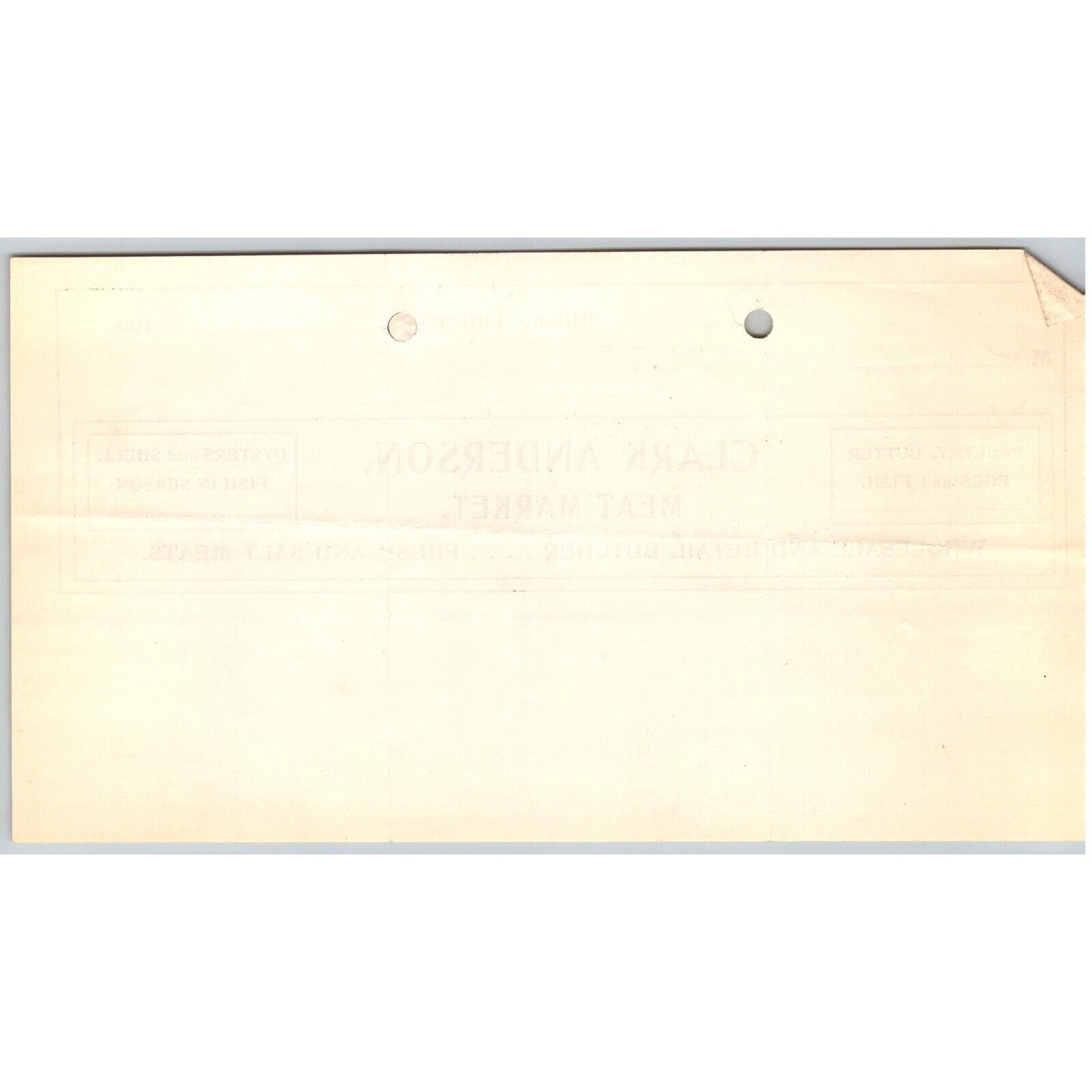 Dillon, MT Clark Anderson Meat Market Butcher Oysters Fish May 1905 Bi