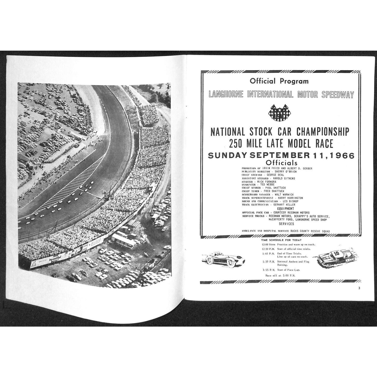 Langhorne Speedway 250Mile Stock Car Auto Racing Program 9/11 1966 21pp VGC