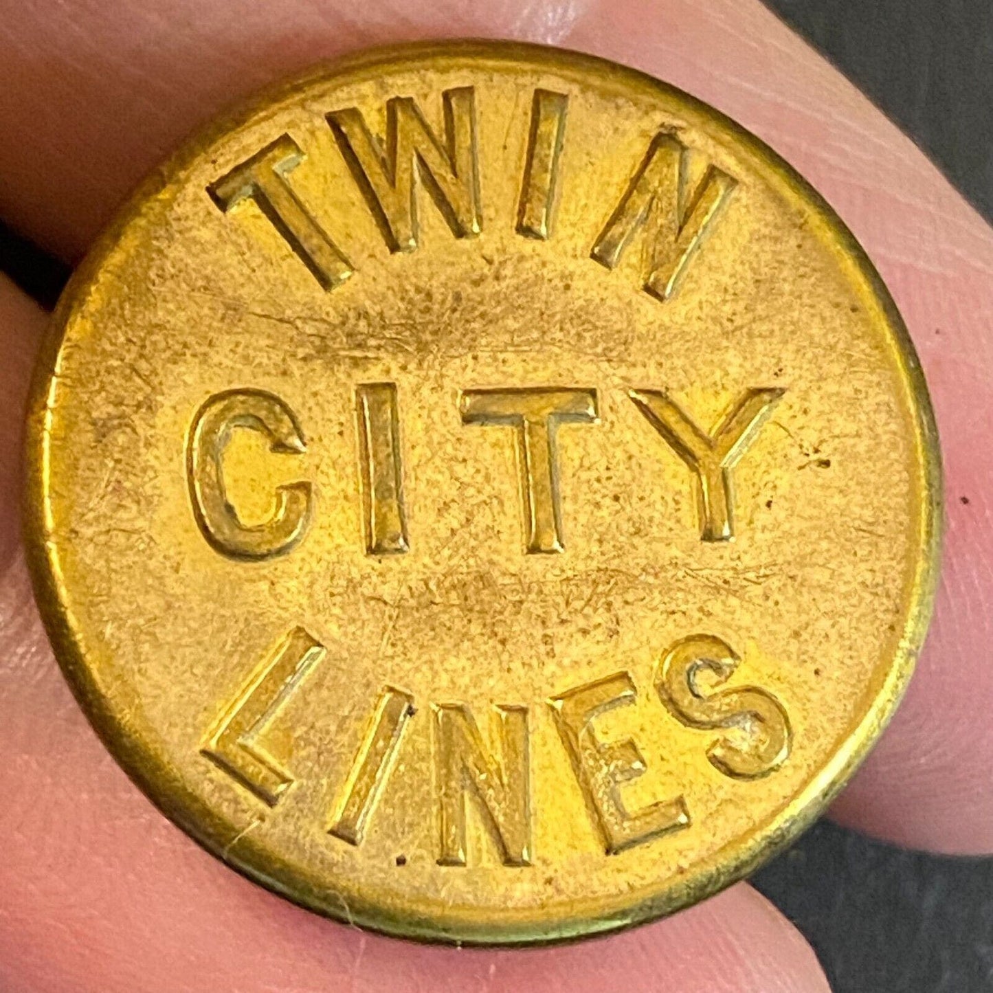 Twin City Lines (Rapid Transit Co) Railroad Brass Uniform Button 22.6mm Scarce