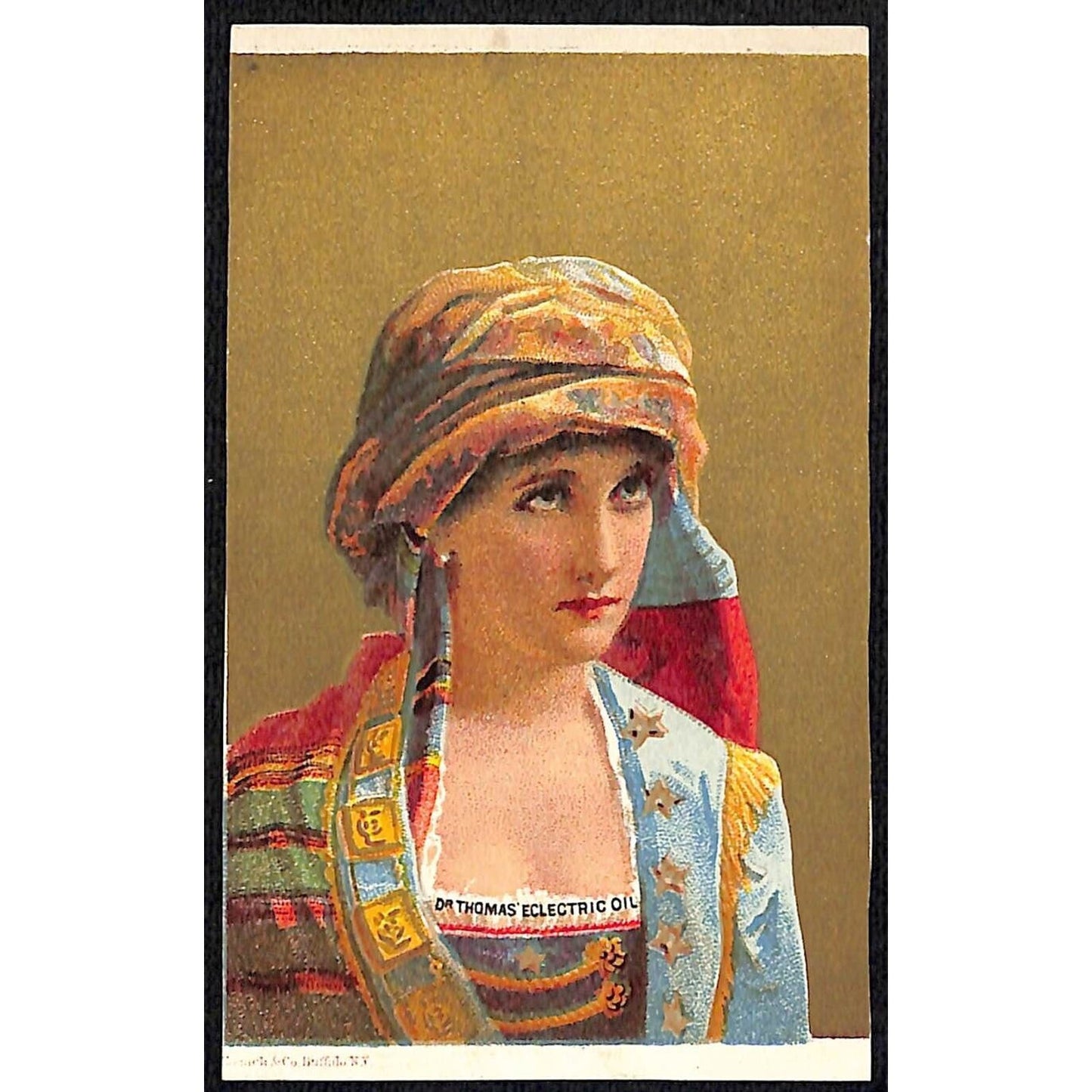 Dr. Thomas Eclectric Oil Victorian Trade Card Quack Medicine w/ Woman