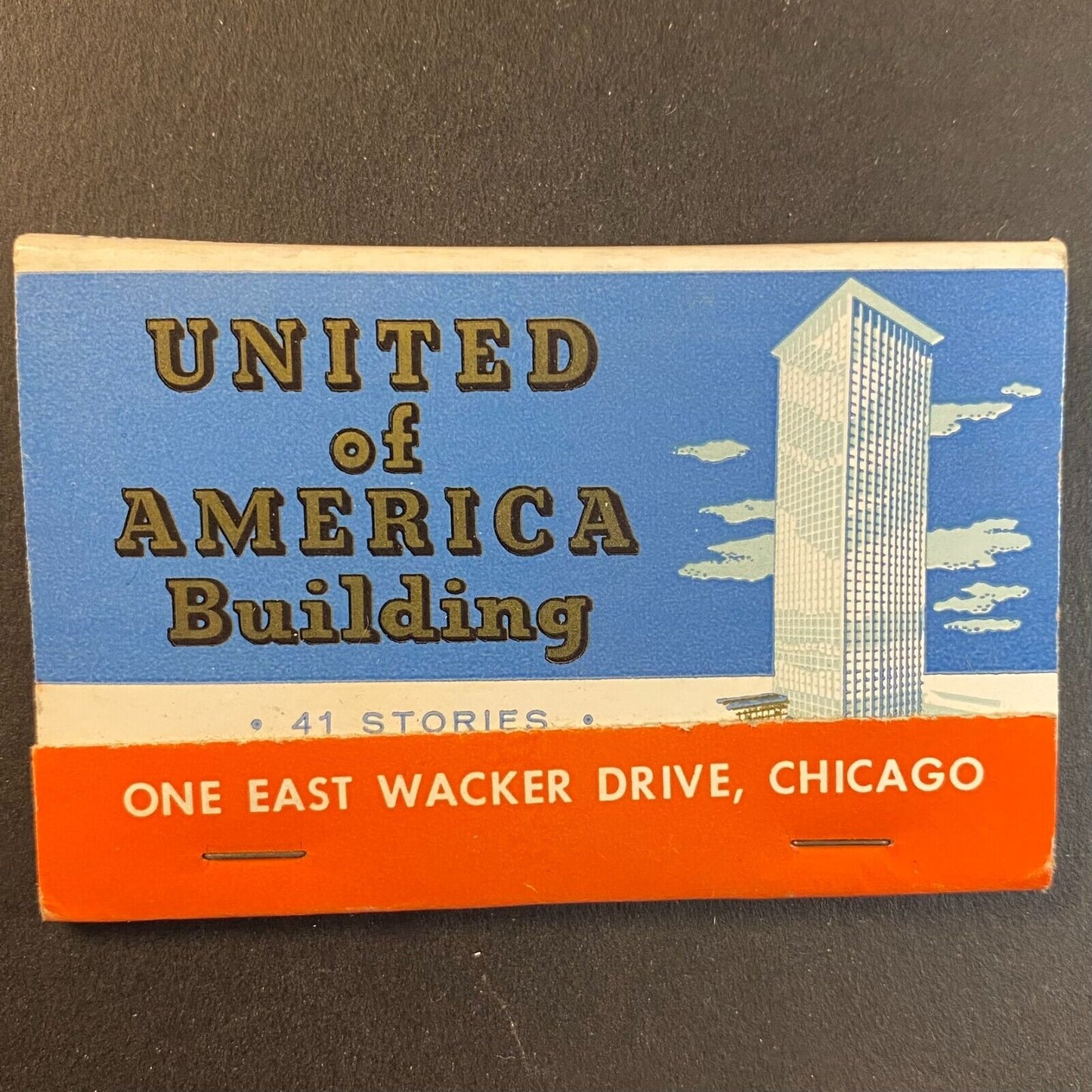"United of America Building*" Chicago Full c1970's Matchbook Scarce VGC