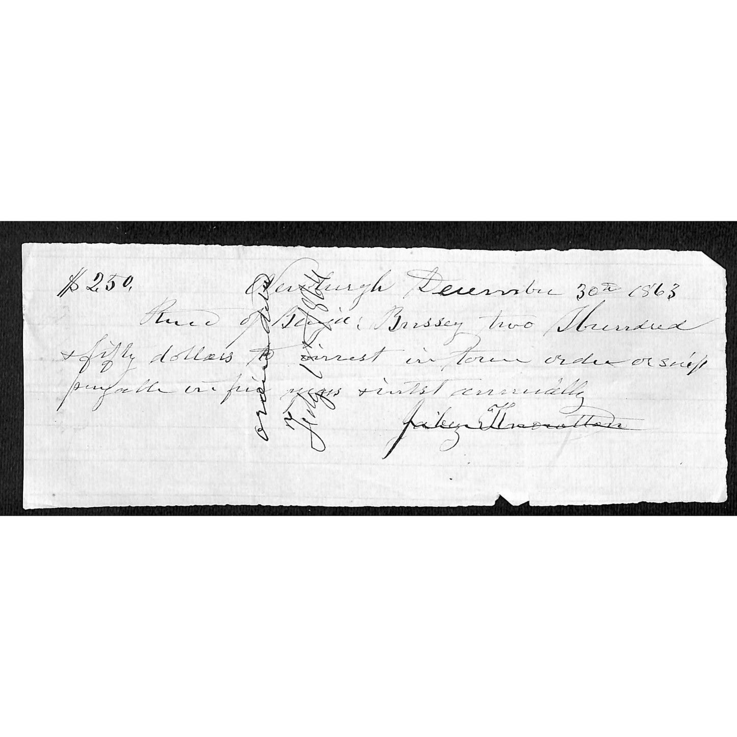 1863 Jabez Knowlton* Newburgh, ME General Store $250 Loan ? Receipt to Barssey ?