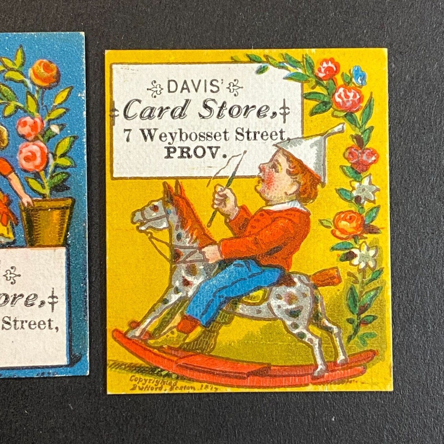 Davis Card Store Providence Group of 6 Small Victorian Trade Cards 1.25" x 1.5"
