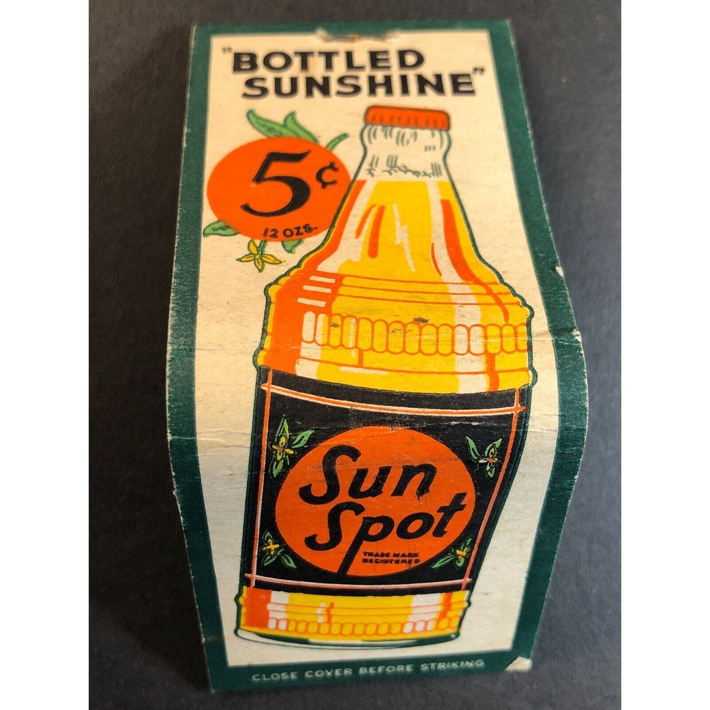 Sun Spot Beverage "Bottled Sunshine" Full 20-Stk Matchbook c1938-40's VeryScarce
