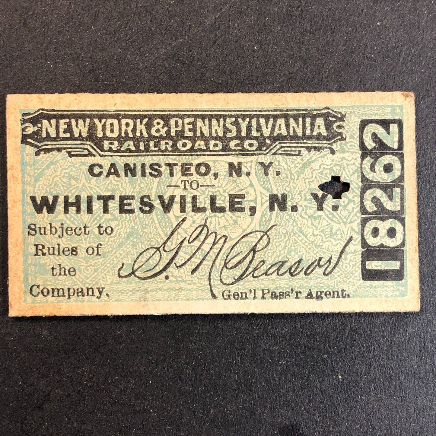 New York & Pennsylvania Railroad July 18 1917 Whitesville, NY Ticket #18262