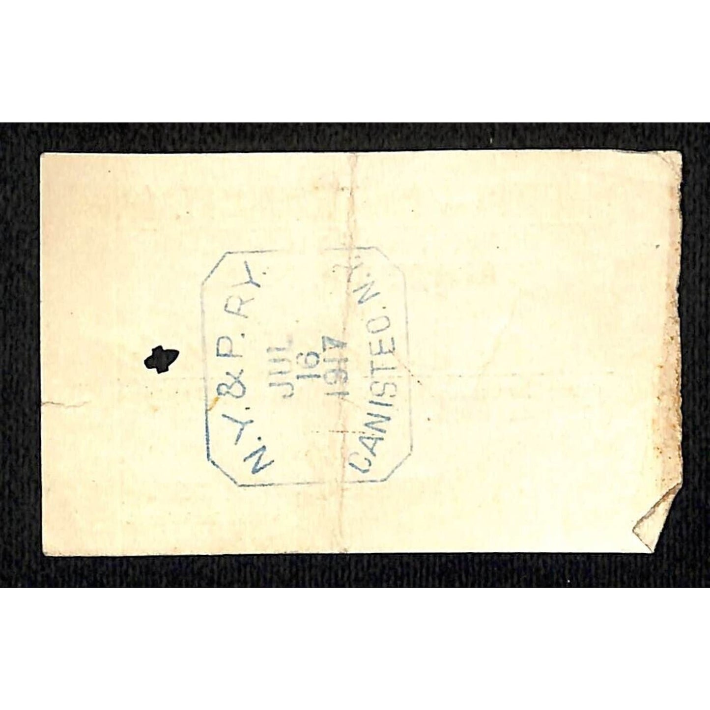 New York & Pennsylvania Railroad RY July 16 1917 Bennetts 1/2 Fare Ticket #5231